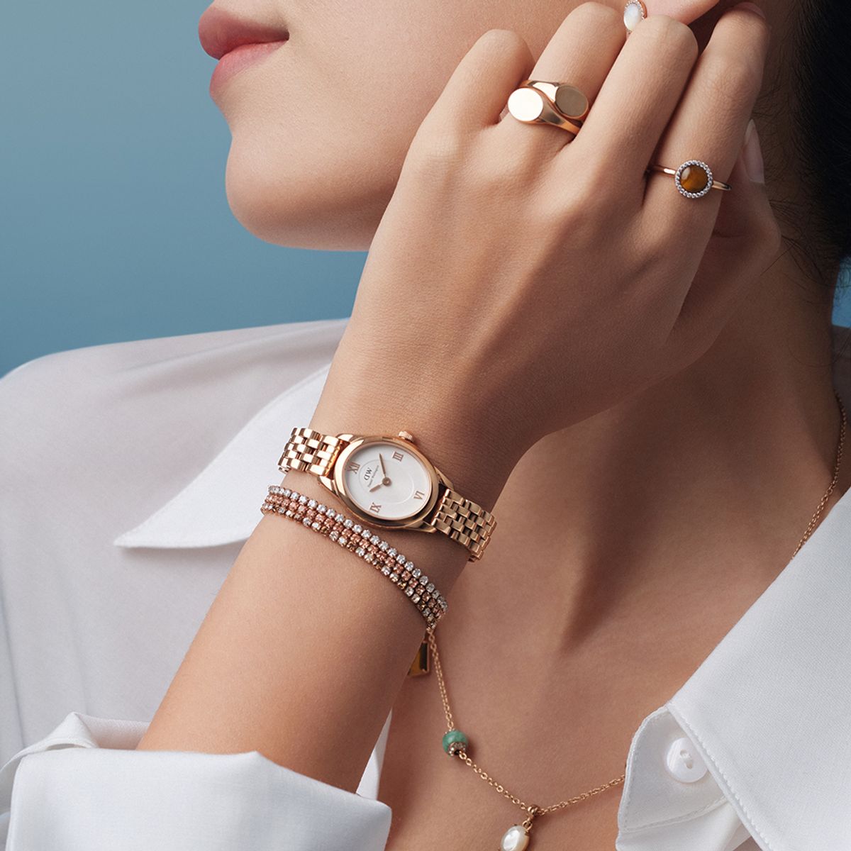 다니엘 웰링턴(DANIEL WELLINGTON) OPHELIA MINI 로즈골드 미니멀 로마인덱스 여성시계