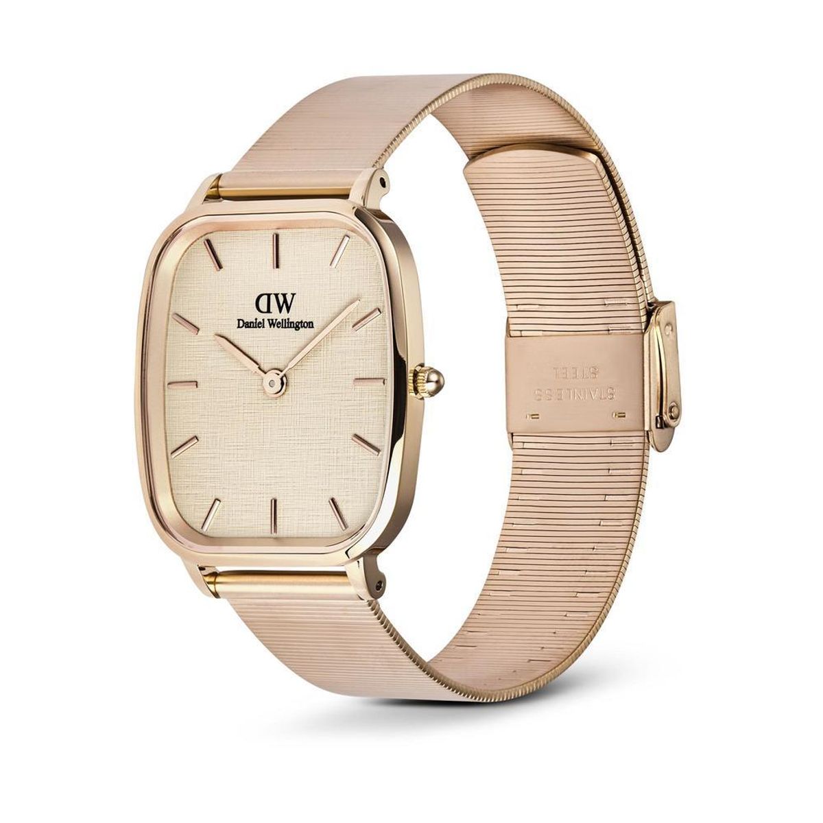 다니엘 웰링턴(DANIEL WELLINGTON) MARLON LINEN 로즈골드 와이어 메탈스트랩 아날로그 손목시계