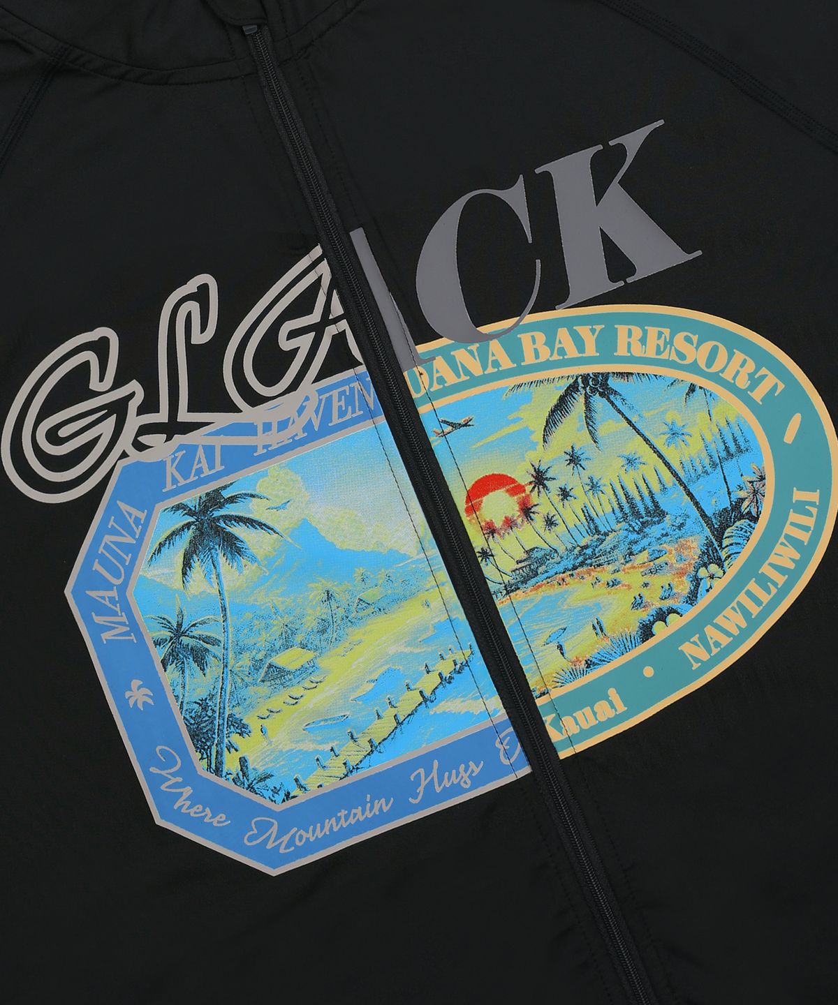 글랙(GLACK) GT145 러기지 라벨 그래픽 반팔 래쉬가드 (BLACK)