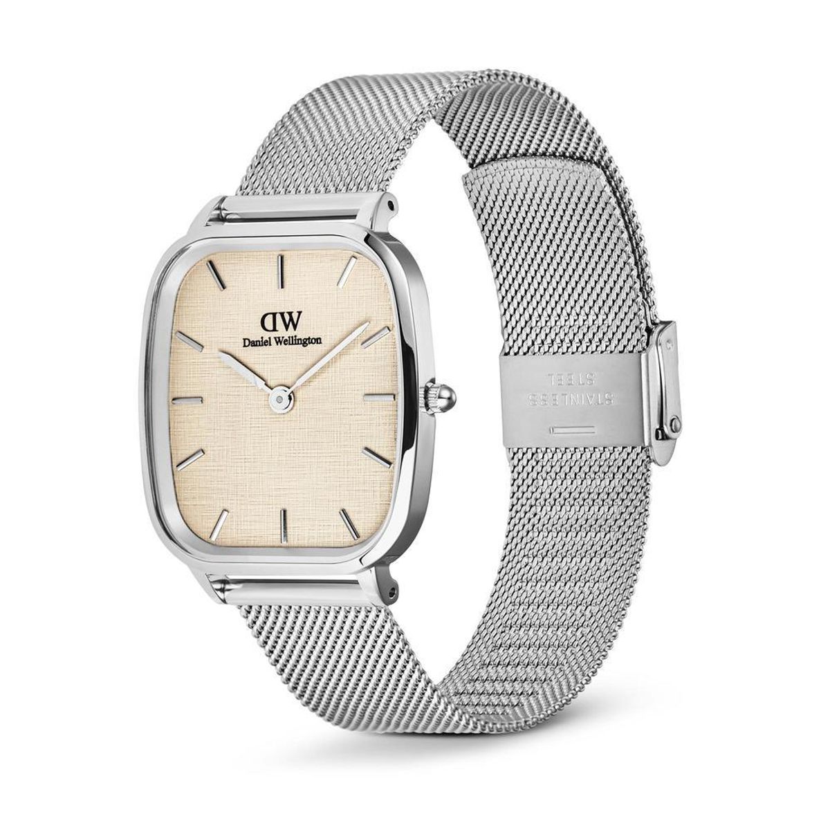 다니엘 웰링턴(DANIEL WELLINGTON) MARLON STERLING LINEN 실버 메탈 라운드 스퀘어 남자워치