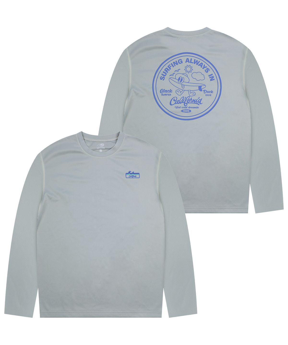 글랙(GLACK) GT107 카툰 서프 보드 긴팔 래쉬가드 (GRAY)
