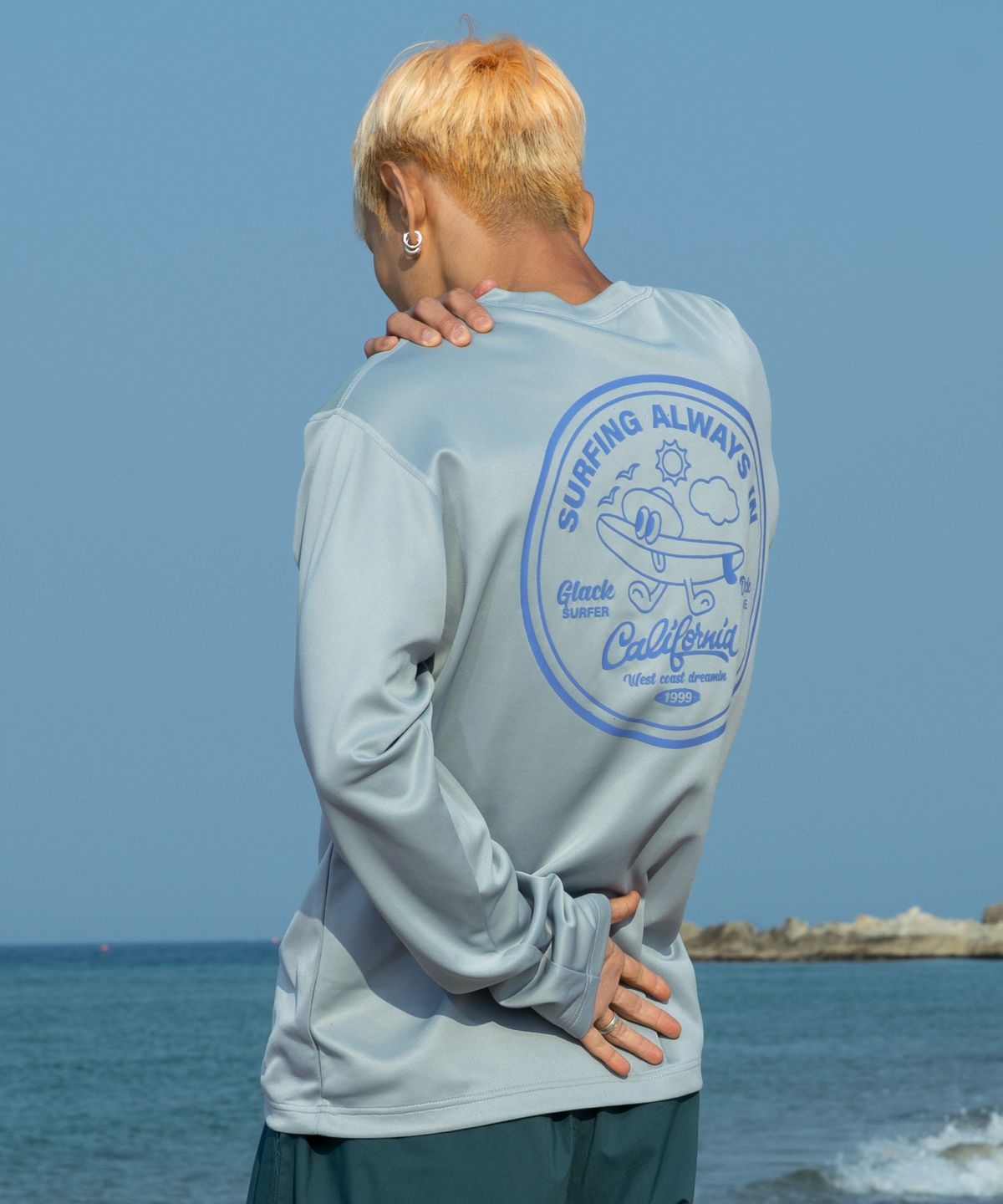 글랙(GLACK) GT107 카툰 서프 보드 긴팔 래쉬가드 (GRAY)