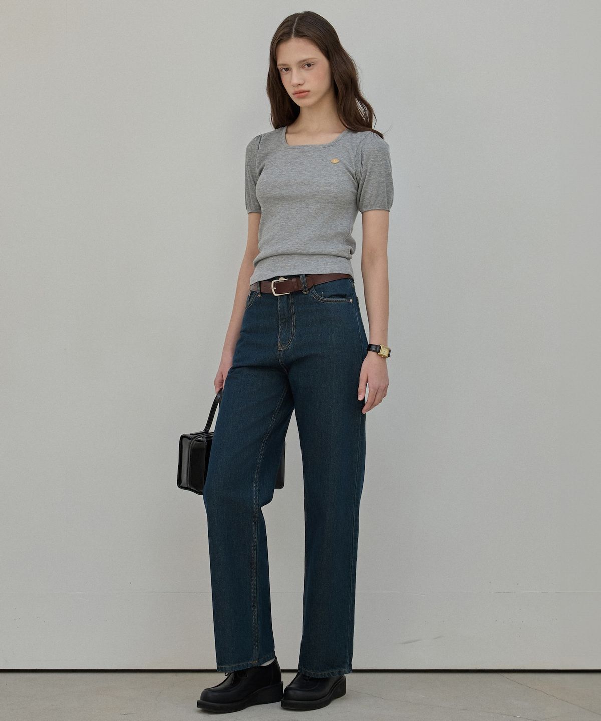 엘리오티(ELLIOTI) Rib Shirring Half Ts_3Color