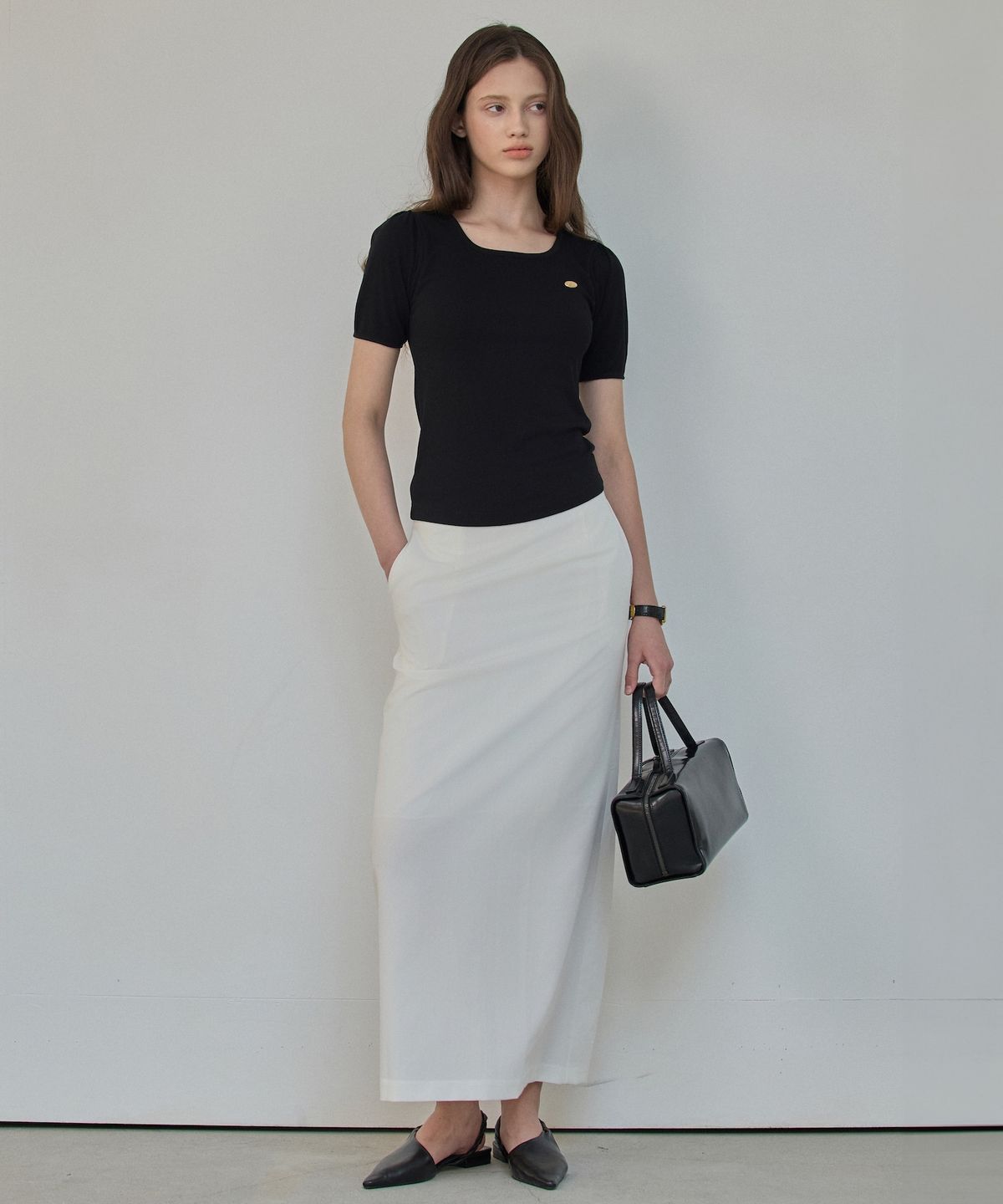 엘리오티(ELLIOTI) Rib Shirring Half Ts_3Color