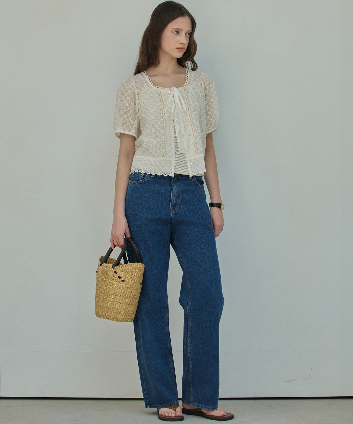 엘리오티(ELLIOTI) Tulle Lace Blouse_Cream