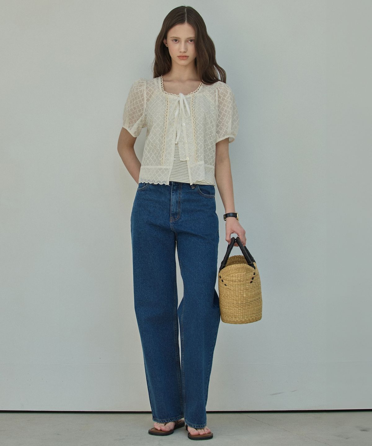 엘리오티(ELLIOTI) Tulle Lace Blouse_Cream