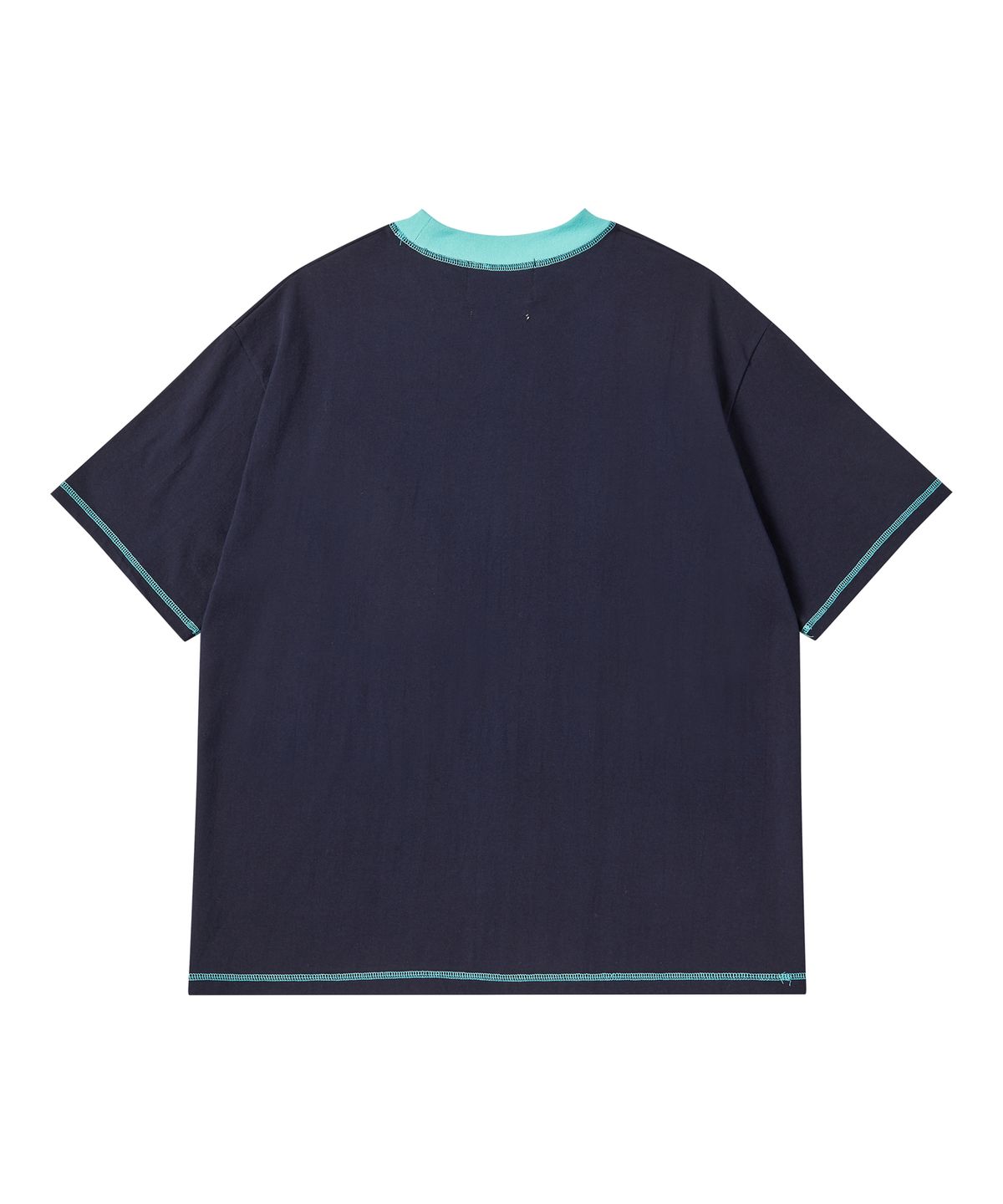 비욘드클로젯(BEYOND CLOSET) [COLLECTION LINE] 핸드 프린트 디테일 코튼 반팔 티셔츠 네이비