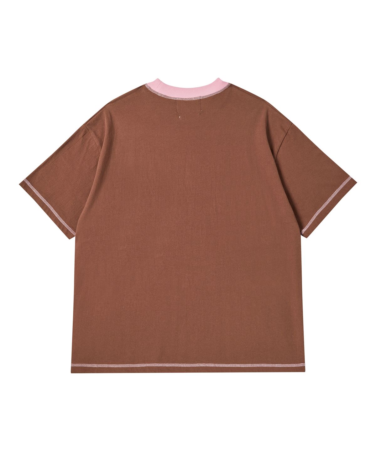 비욘드클로젯(BEYOND CLOSET) [COLLECTION LINE] 핸드 프린트 디테일 코튼 반팔 티셔츠 브라운
