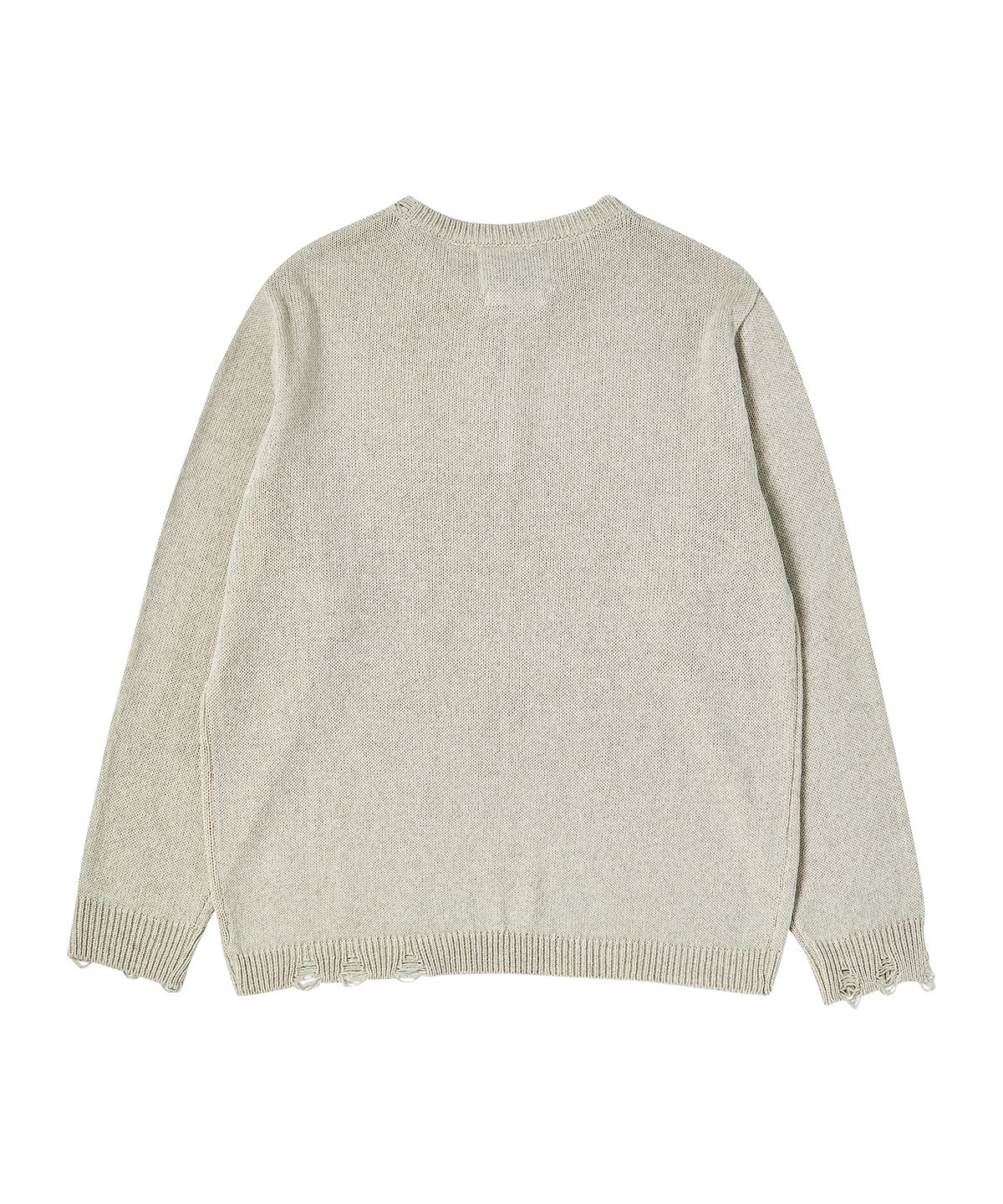 비욘드클로젯(BEYOND CLOSET) [COLLECTION LINE] 린넨 블렌디드 빈티지 가먼트 헨리넥 니트 아이보리