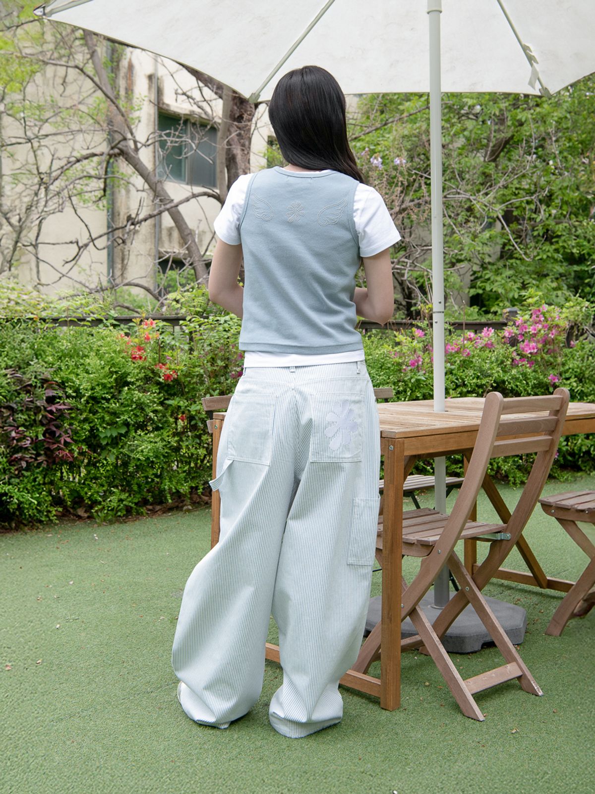 오피쉬(OAFISH) OAF LOGO STRIPE WORK PANTS, WHITE/BLUE
