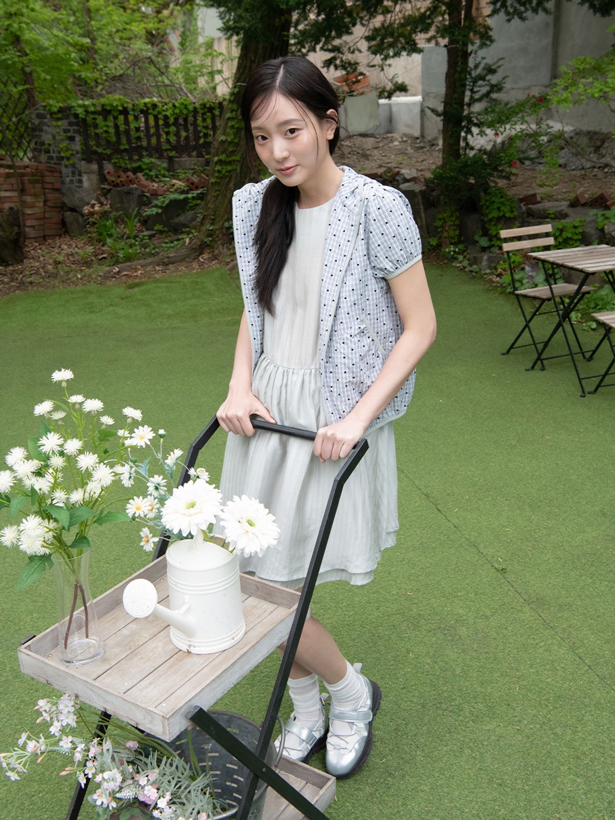 오피쉬(OAFISH) UNBALANCE FRILL MIDI DRESS, SAGE