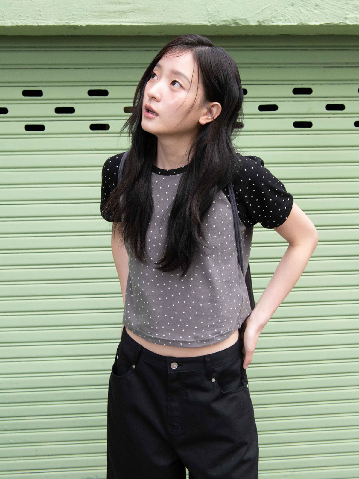 오피쉬(OAFISH) MINI STAR RAGLAN T-SHIRT, CHARCOAL