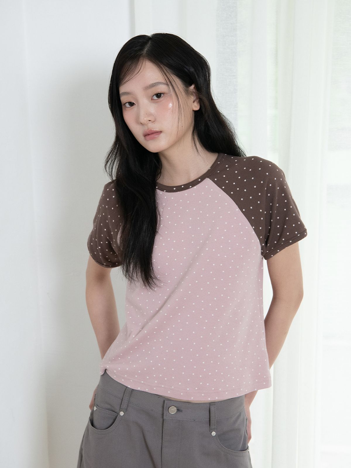 오피쉬(OAFISH) MINI STAR RAGLAN T-SHIRT, PINK