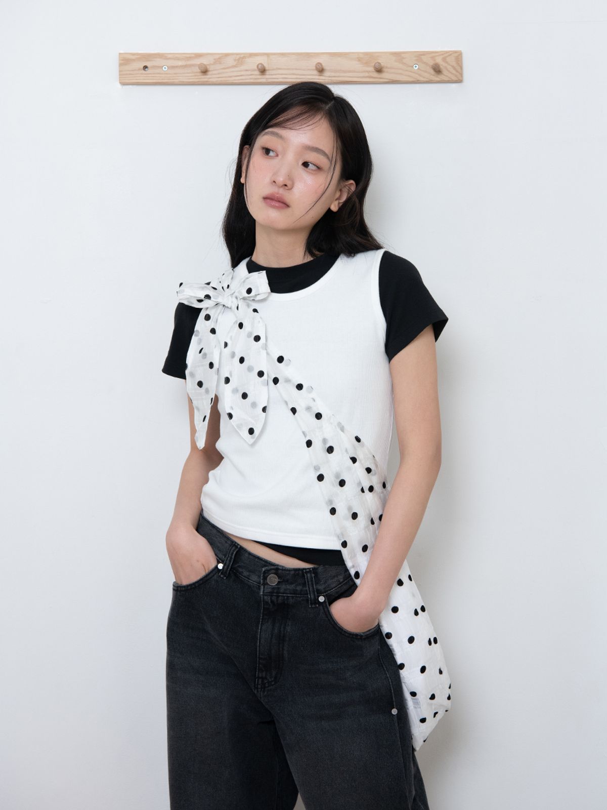 오피쉬(OAFISH) DOT TIE SHOULDER BAG, WHITE