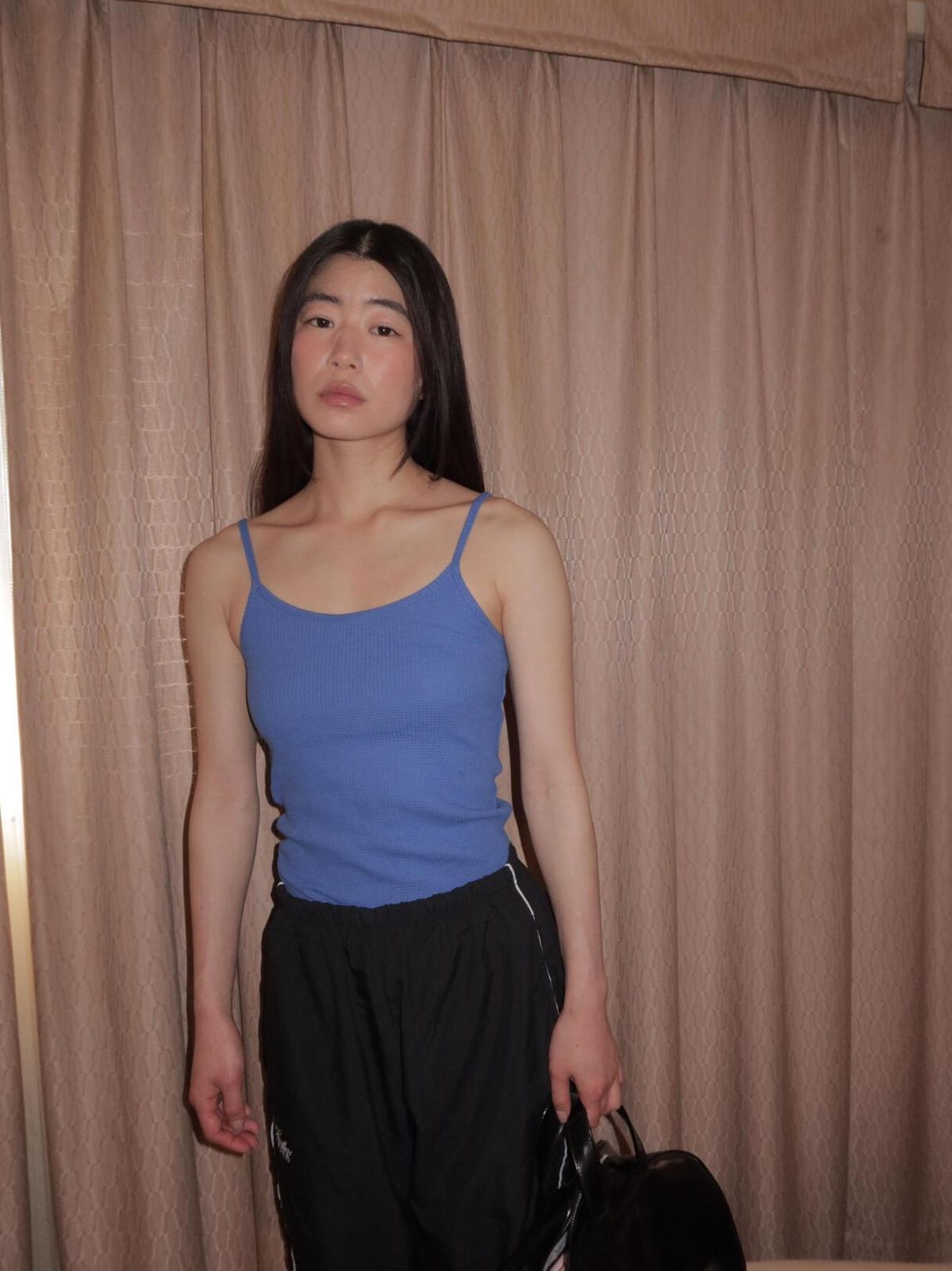 어텐즈(ATTENDS) Waffle sleeveless shirt (Blue)
