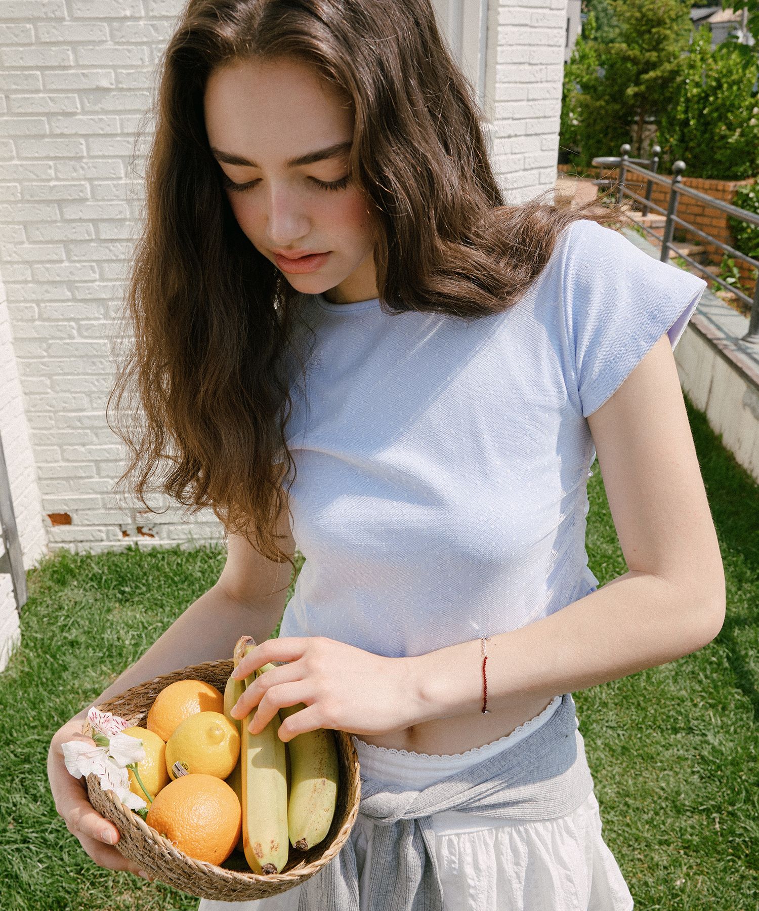 LETTER FROM MOON ♥ Dot Layered Shirring T-Shirt MUSINSA | LETTER FROM MOON Dot Layered Shirring T-Shirt (Sky