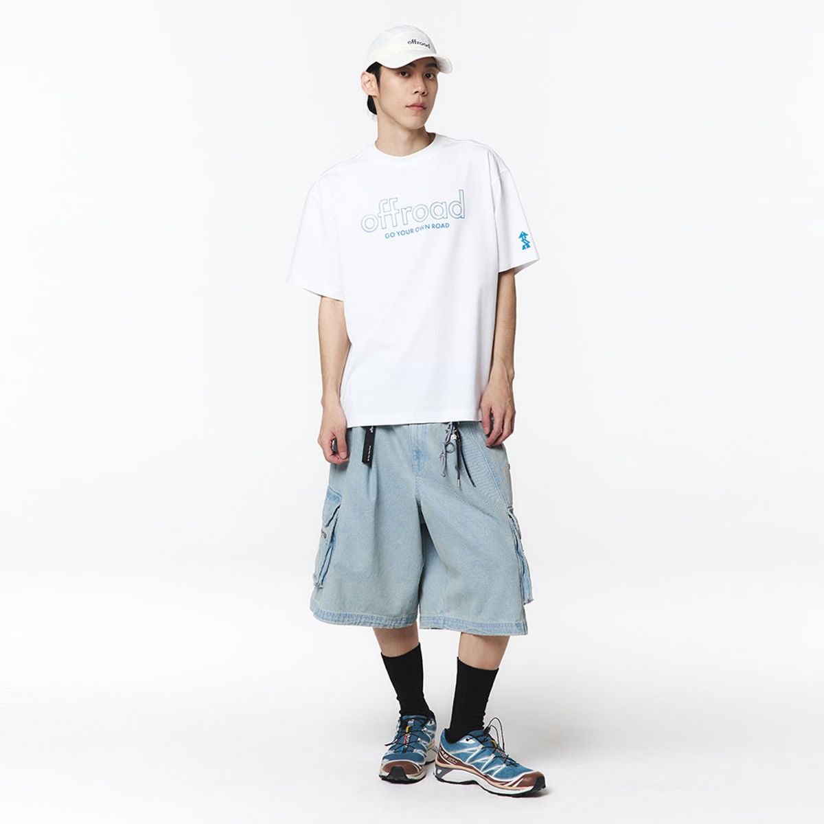 오프로드(OFFROAD) 유니 데님 포켓 스트링 버뮤다 팬츠 (스카이)_5LD2622