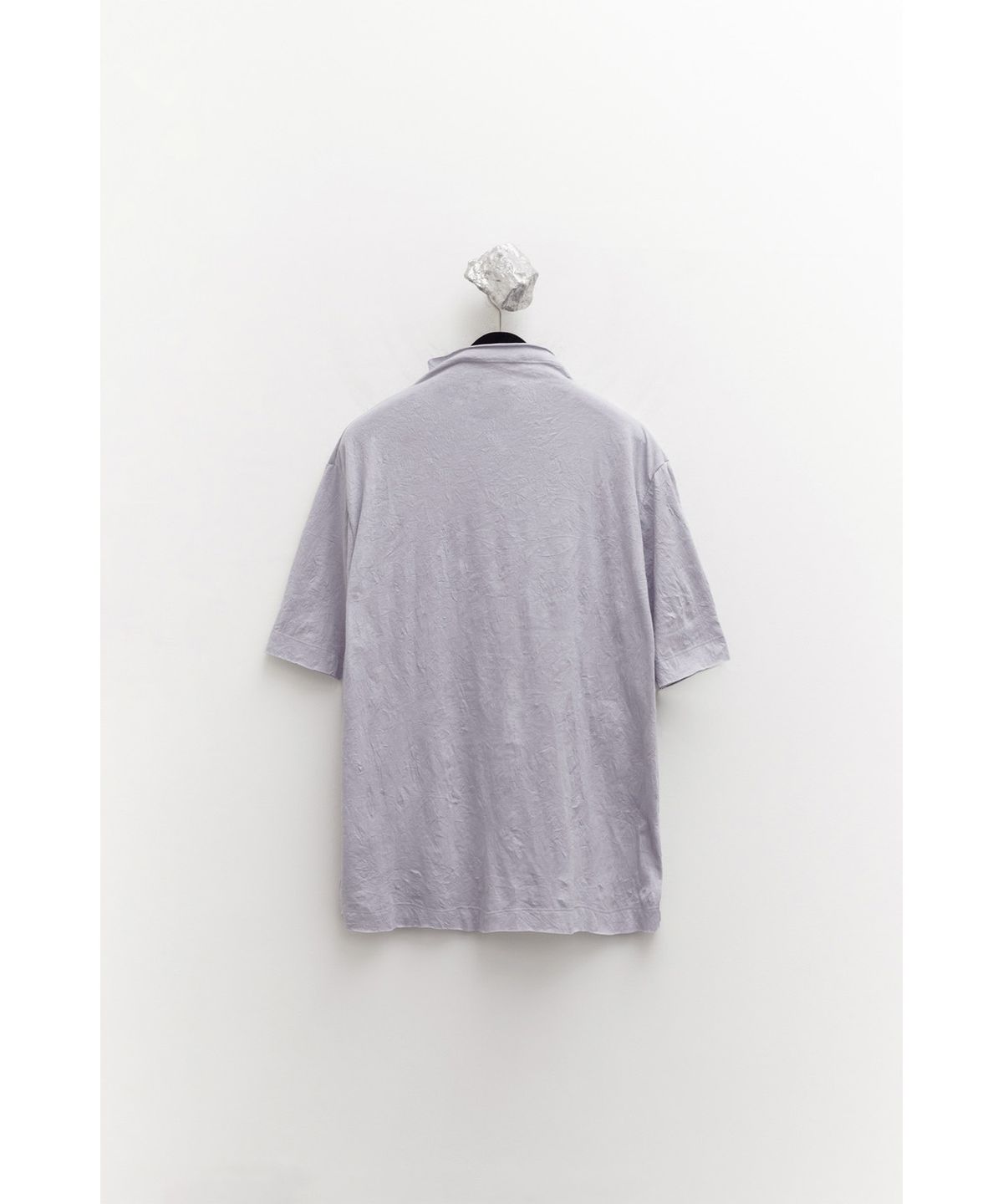 유스(YOUTH) Creased Mock-neck H/S T-shirt - Light Grey