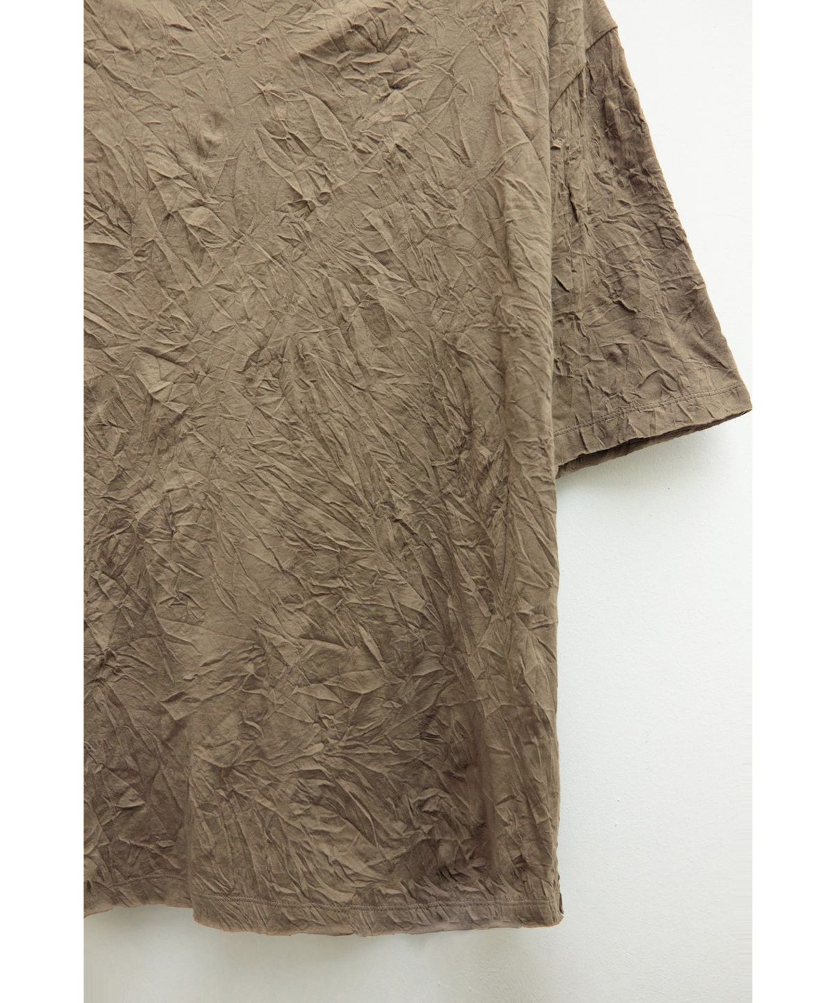 유스(YOUTH) Creased Mock-neck H/S T-shirt - Brown