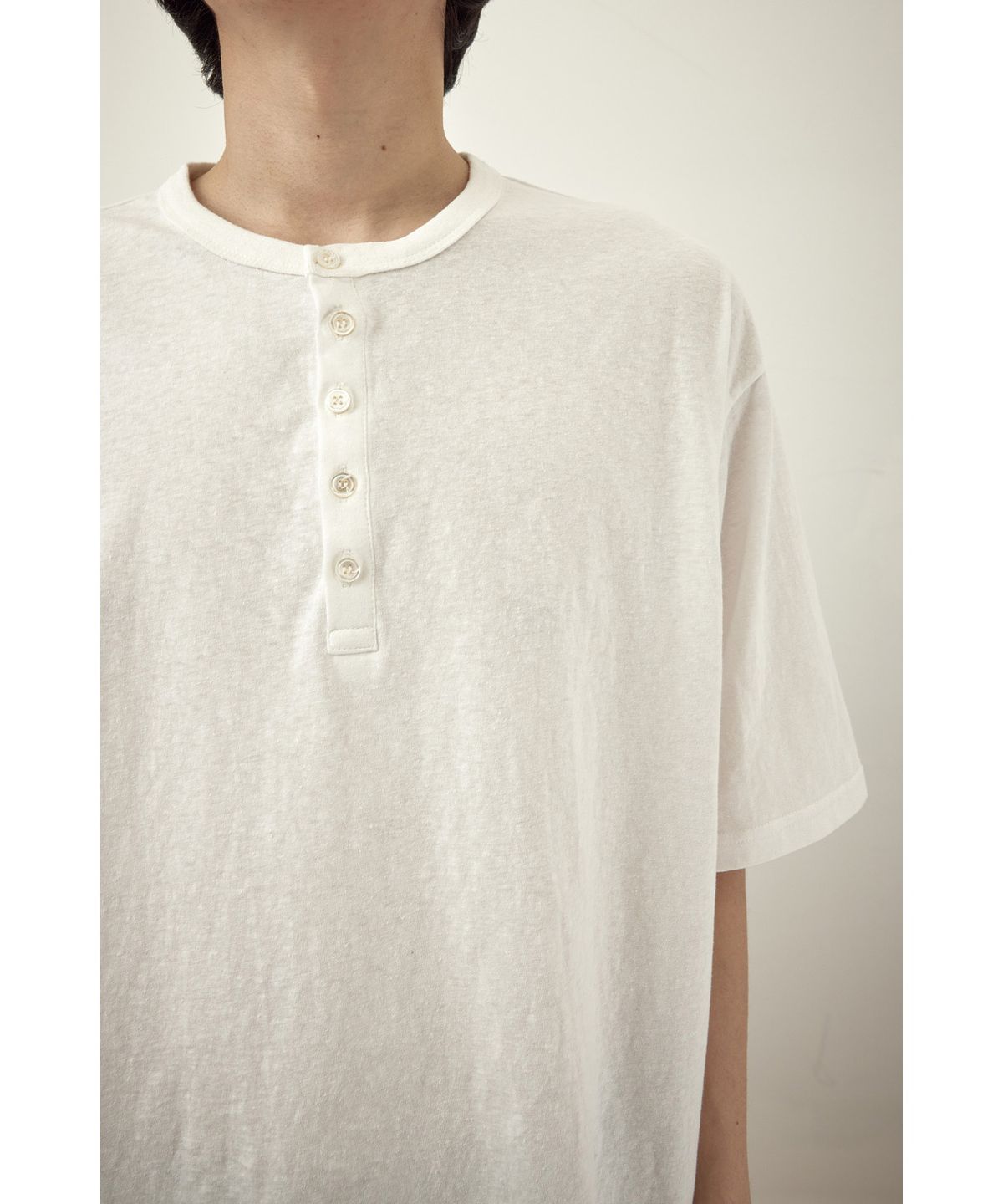유스(YOUTH) Henley Neck H/S T-shirt - White