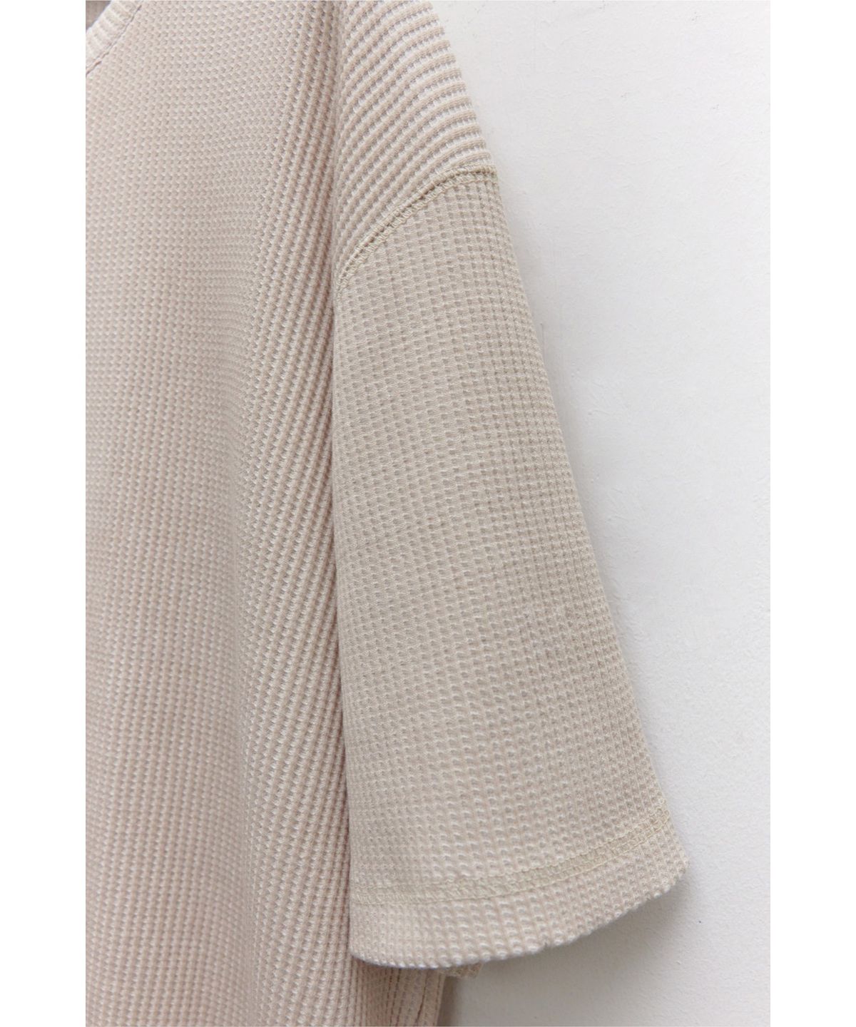 유스(YOUTH) Waffle Henley Neck H/S T-shirt - Light Beige