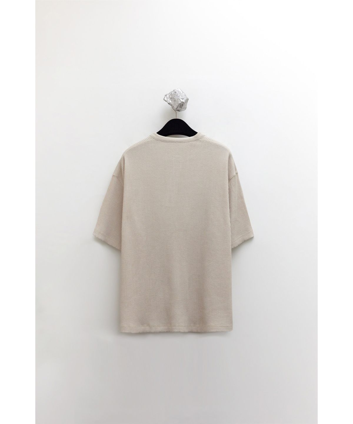 유스(YOUTH) Waffle Henley Neck H/S T-shirt - Light Beige