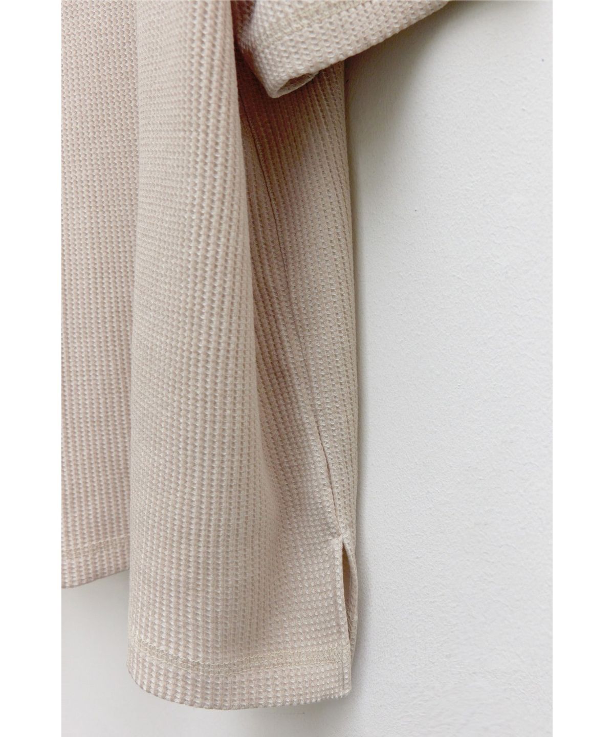 유스(YOUTH) Waffle Henley Neck H/S T-shirt - Light Beige