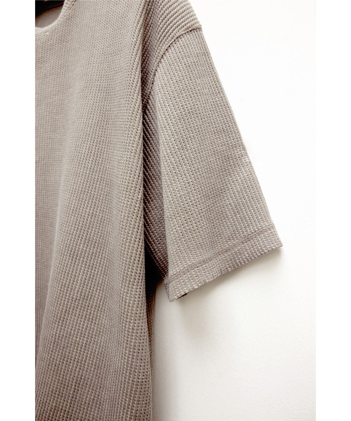 유스(YOUTH) Waffle Henley Neck H/S T-shirt - Brown