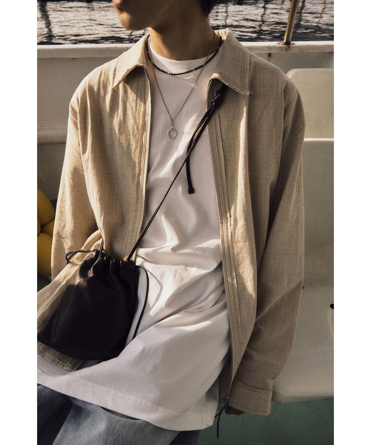 유스(YOUTH) Zipped Shirt - Beige Check
