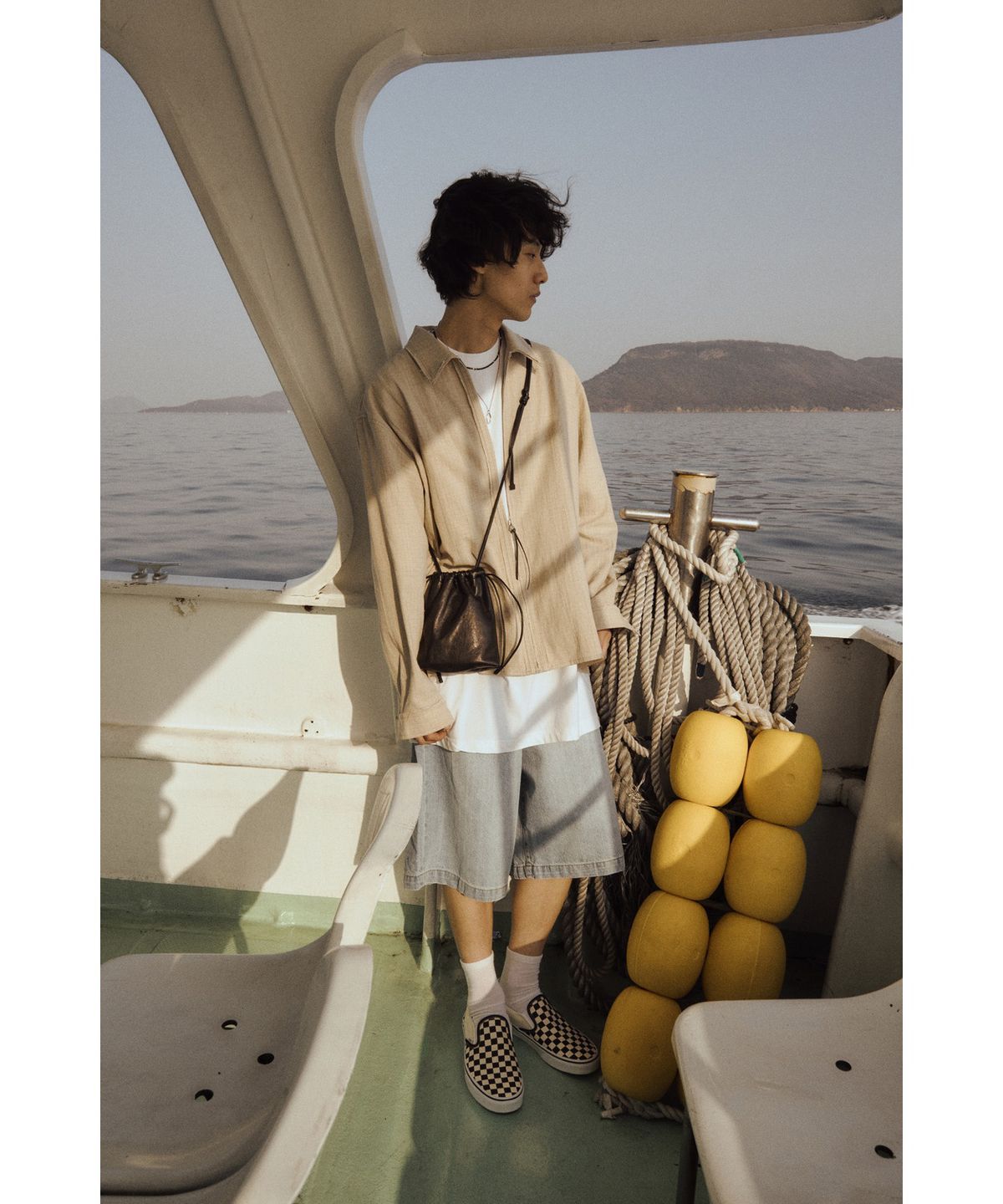 유스(YOUTH) Zipped Shirt - Beige Check