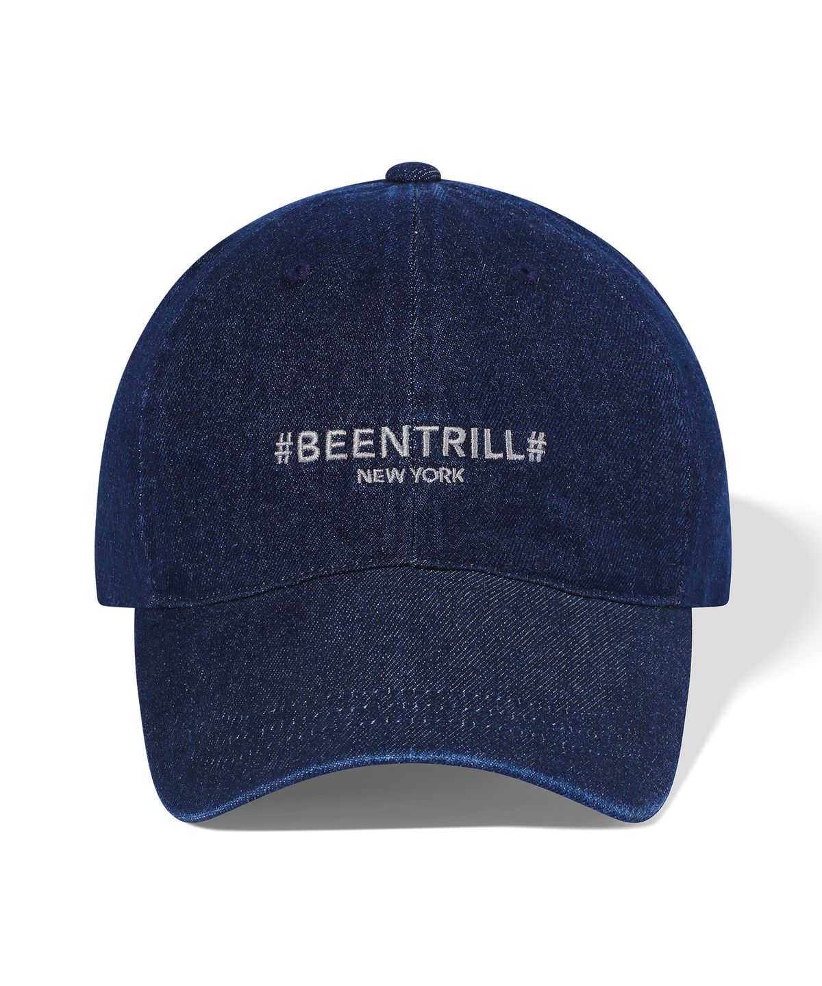 빈트릴(BEENTRILL) 해시태그 스톤워싱 볼캡(인디고)