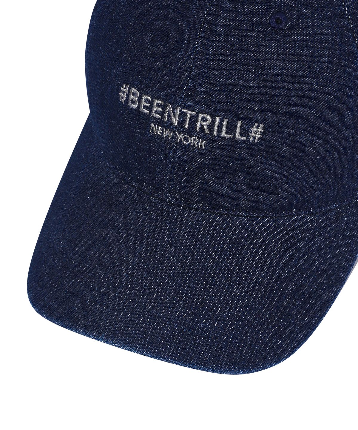 빈트릴(BEENTRILL) 해시태그 스톤워싱 볼캡(인디고)