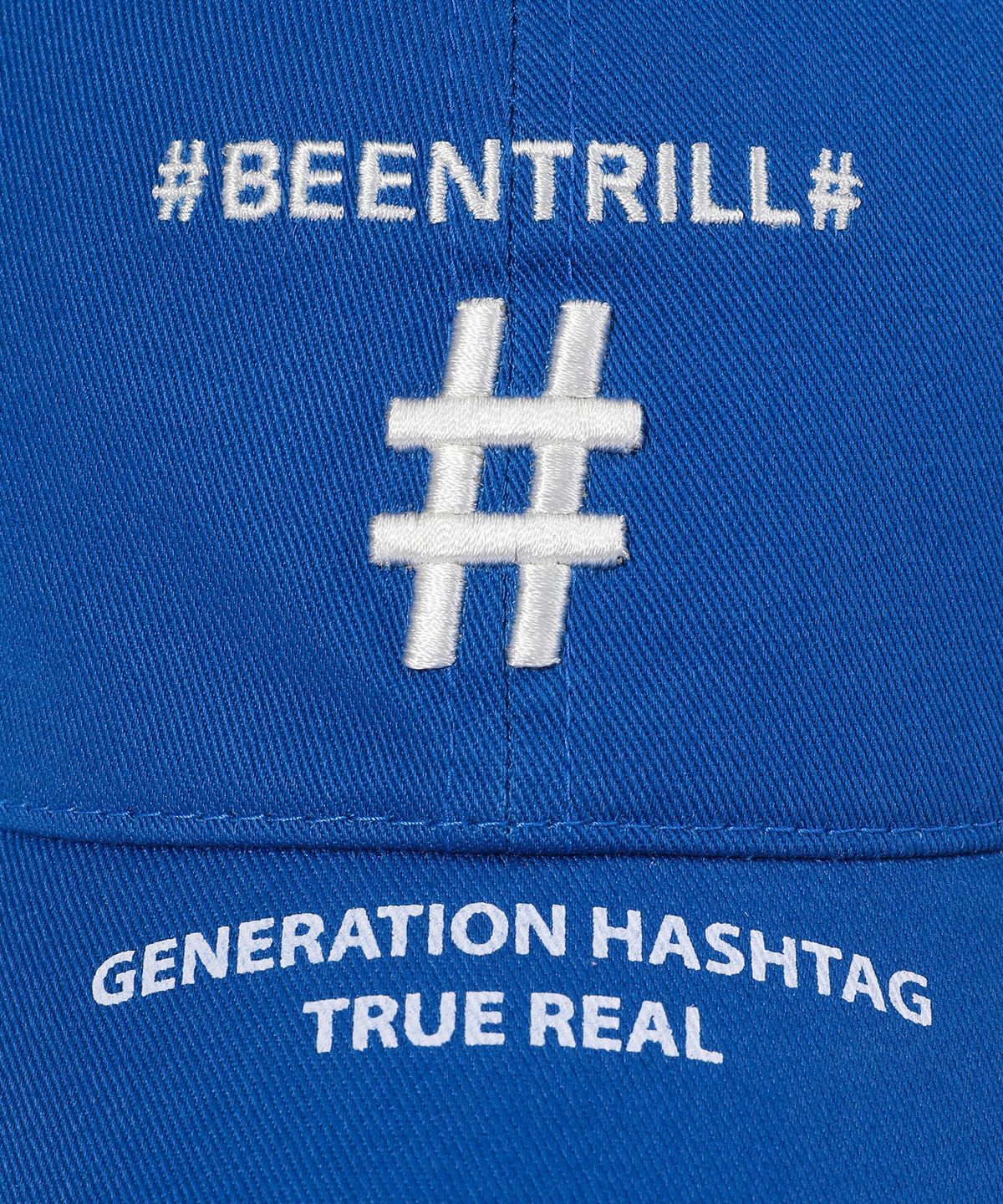 빈트릴(BEENTRILL) SHAKE SHAKE 해시태그 볼캡(블루)