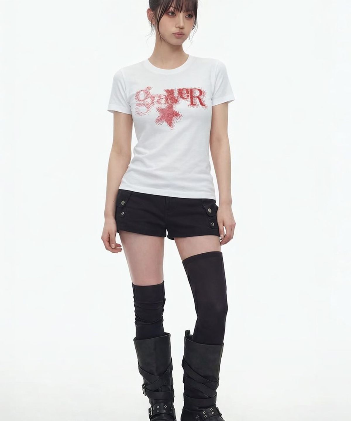 그레이버(GRAVER) [WOMAN]STAR PIXEL 슬림 반팔티_2color