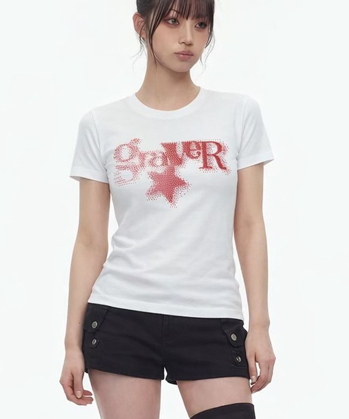 그레이버(GRAVER) [WOMAN]STAR PIXEL 슬림 반팔티_2color