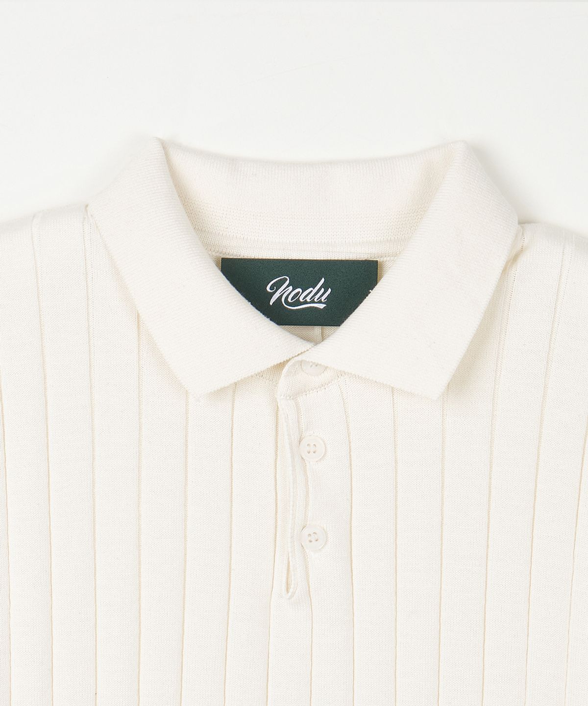 노드유(NODU) 카라 골지 폴로 반팔 니트 [아이보리]