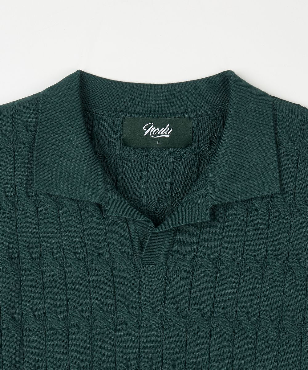 トップス NODUSix Cable Collar Short Sleeve Knit MUSINSA | NODU Six Cable Collar Short Sleeve Knit [Ivory]