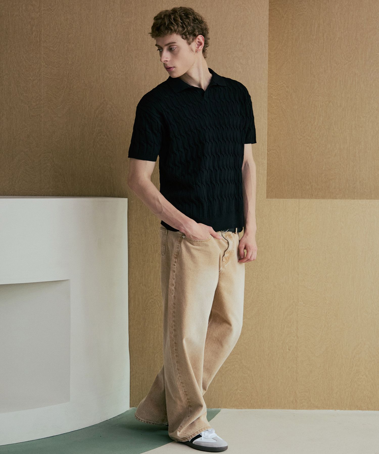 トップス NODUSix Cable Collar Short Sleeve Knit MUSINSA公式 | NODU Six Cable Collar Short Sleeve Knit [Ivory]