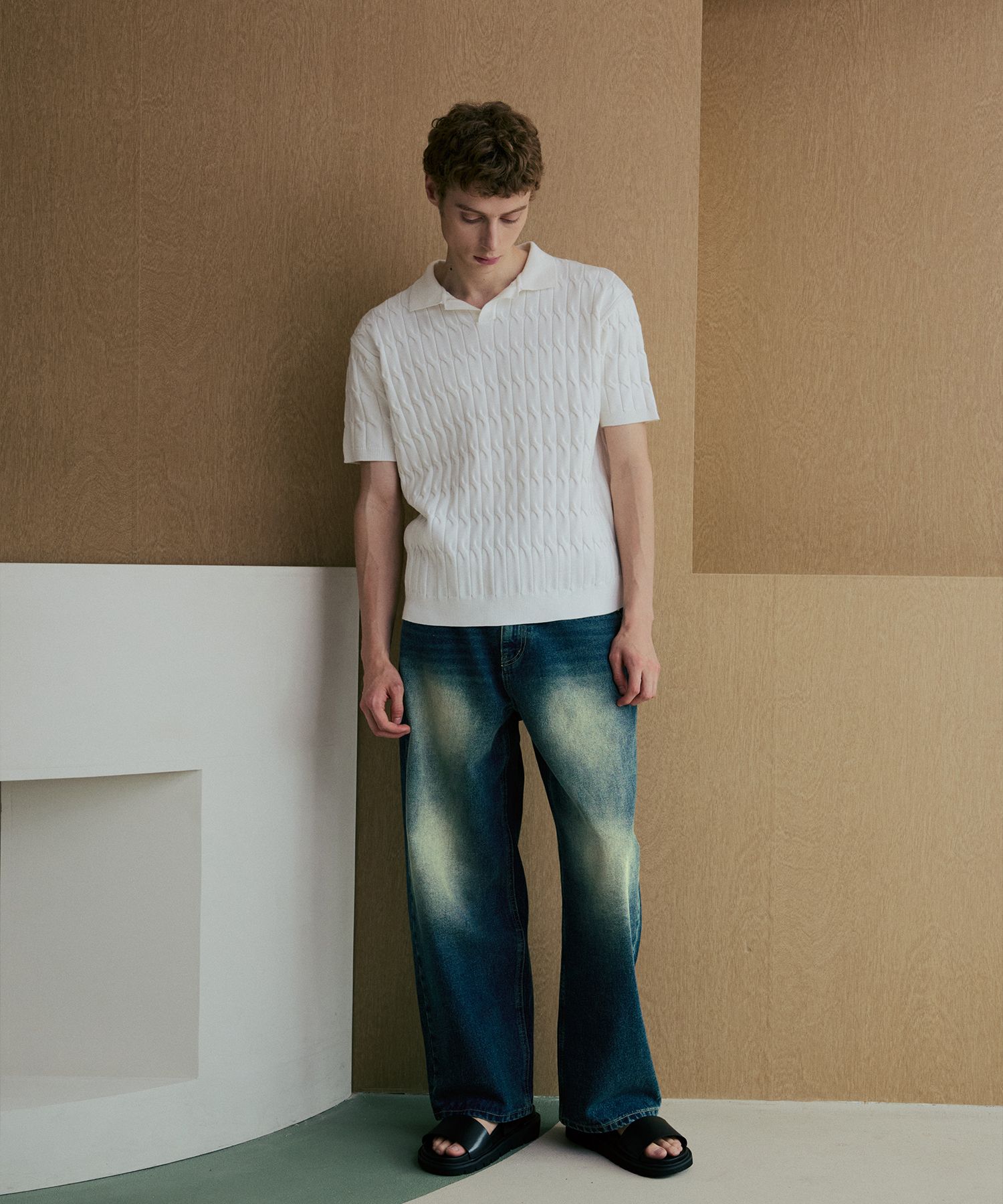 トップス NODUSix Cable Collar Short Sleeve Knit MUSINSA公式 | NODU Six Cable Collar Short Sleeve Knit [Ivory]