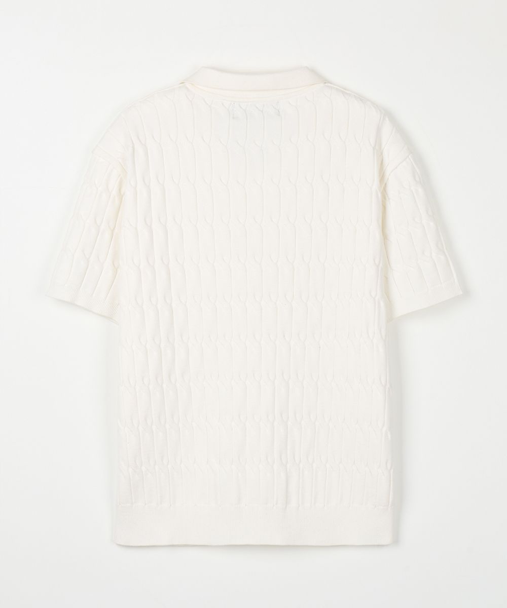 トップス NODUSix Cable Collar Short Sleeve Knit MUSINSA公式 | NODU Six Cable Collar Short Sleeve Knit [Beige]