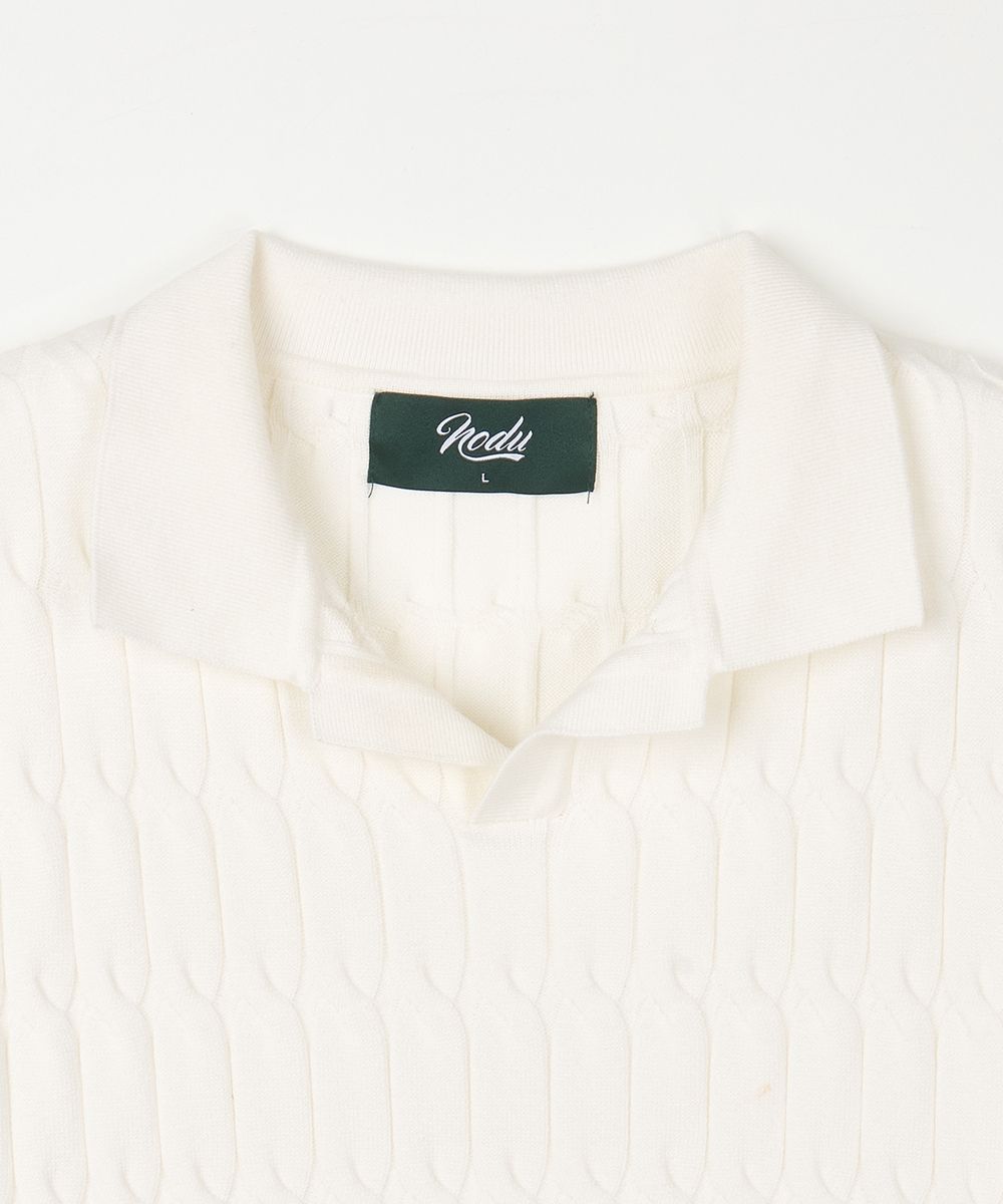 トップス NODUSix Cable Collar Short Sleeve Knit MUSINSA | NODU Six Cable Collar Short Sleeve Knit [Ivory]