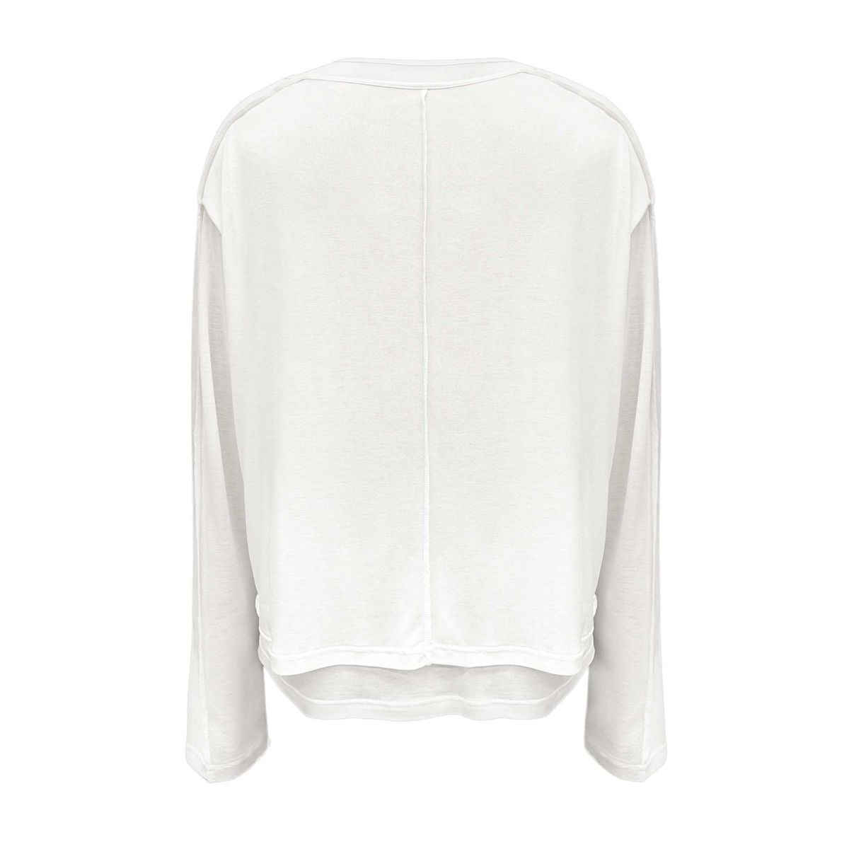 앤드엔드(ANDEND) 언발란스 넥라인 절개 레이어드 티셔츠_화이트