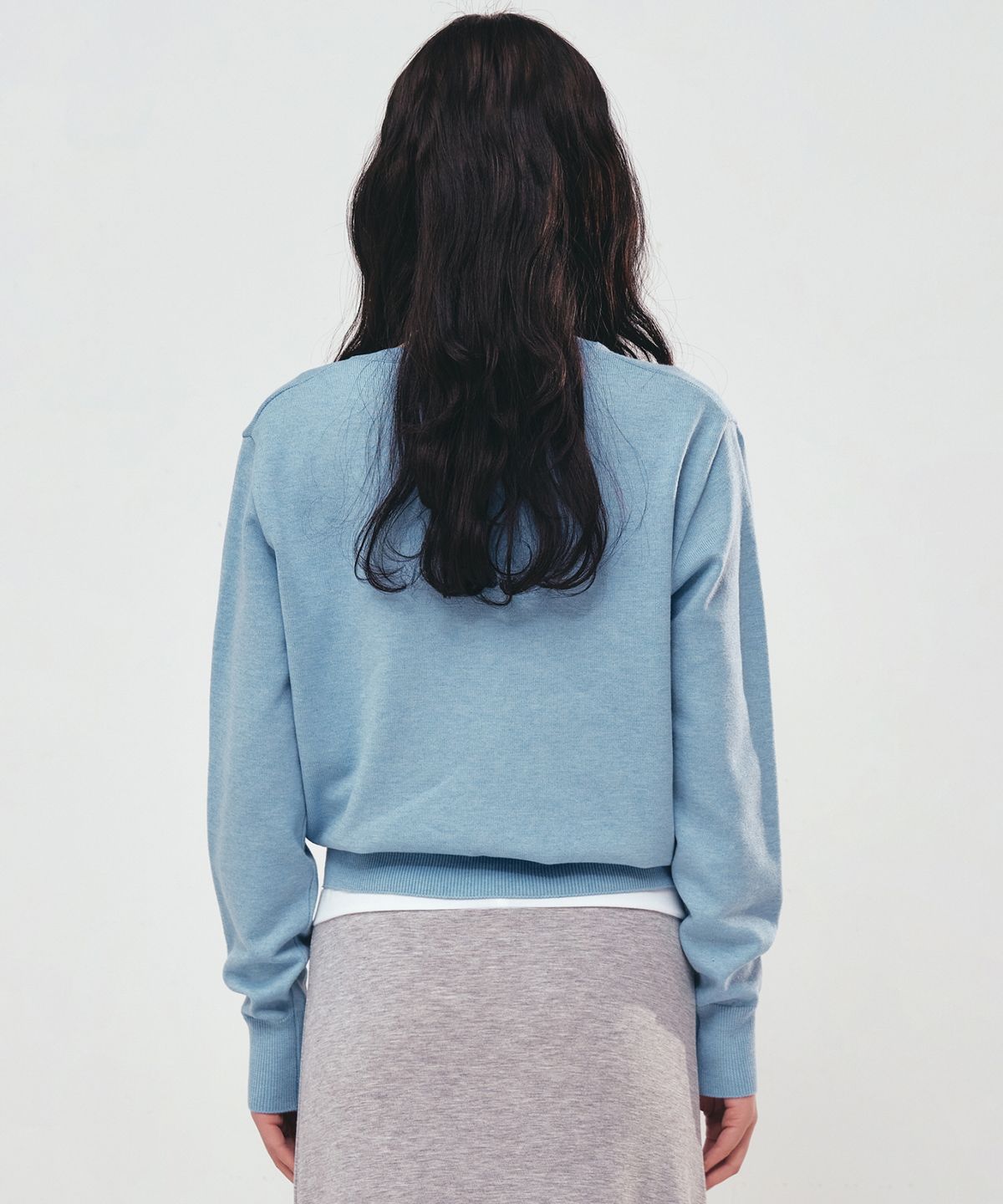 닉앤니콜(NICK&NICOLE) BUTTERFLY V NECK JACQUARD KNIT_SKY BLUE