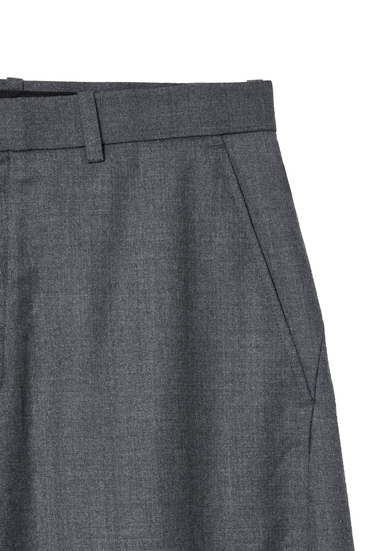 해칭룸(HATCHINGROOM) Wide Curve Trousers Flannel Wool Grey
