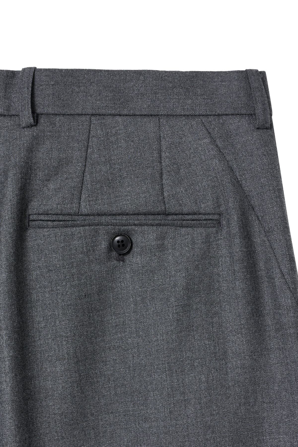 해칭룸(HATCHINGROOM) Wide Curve Trousers Flannel Wool Grey