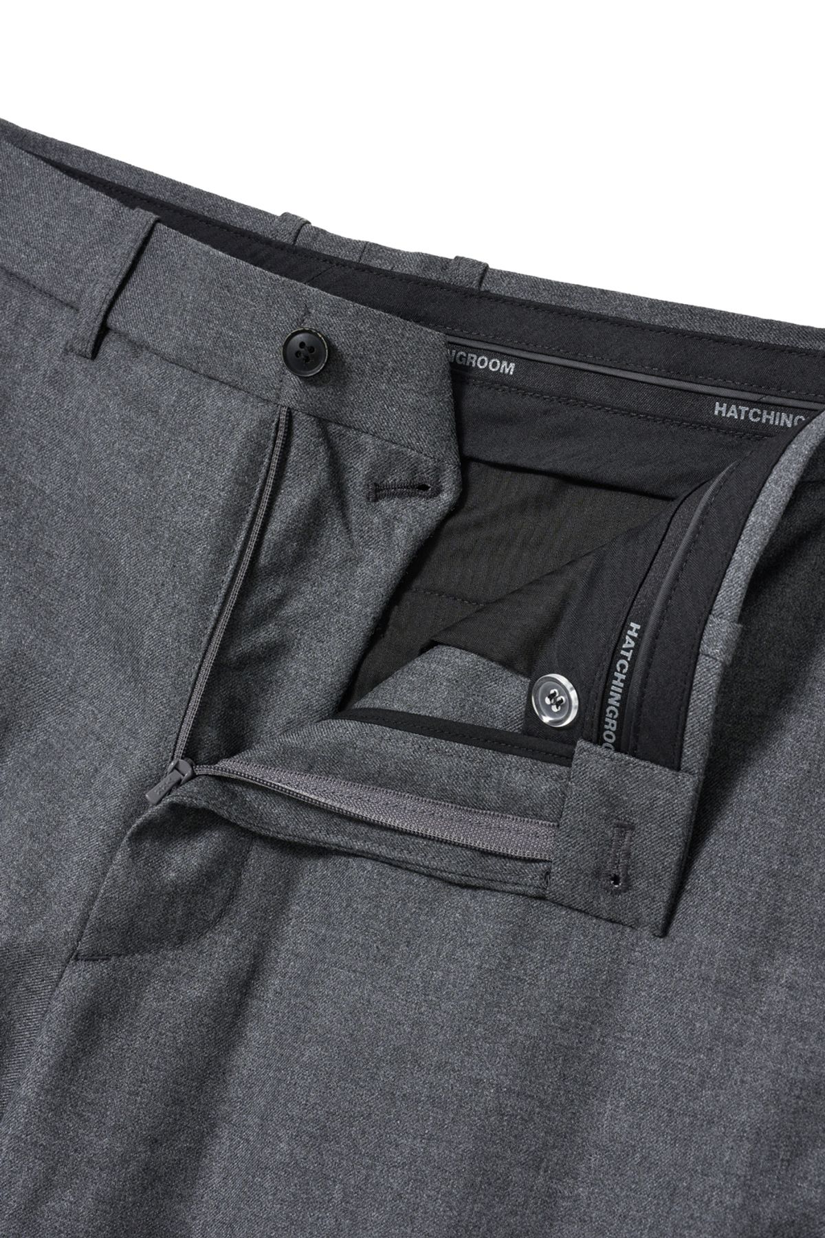 해칭룸(HATCHINGROOM) Wide Curve Trousers Flannel Wool Grey