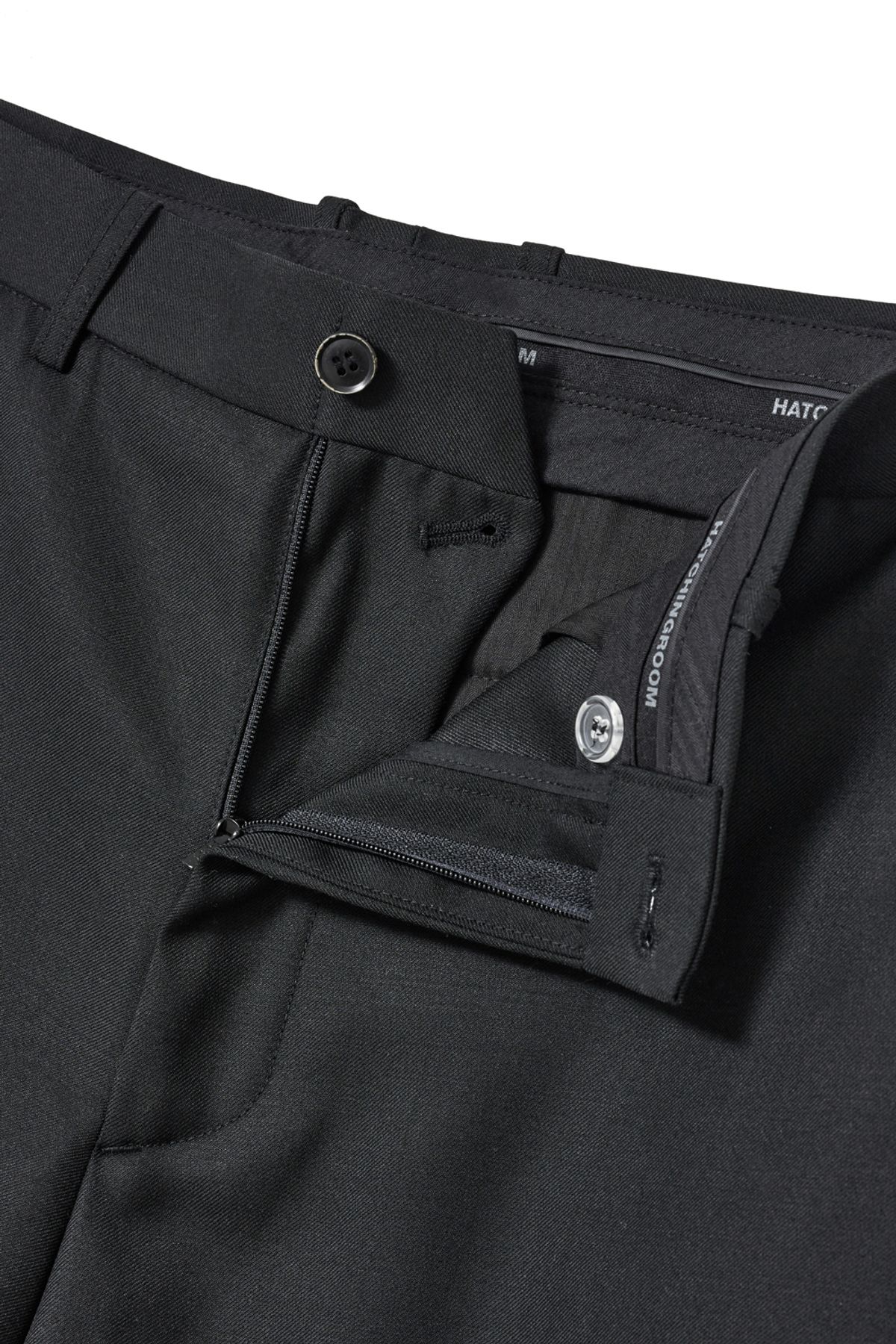 해칭룸(HATCHINGROOM) Wide Curve Trousers Wool Black