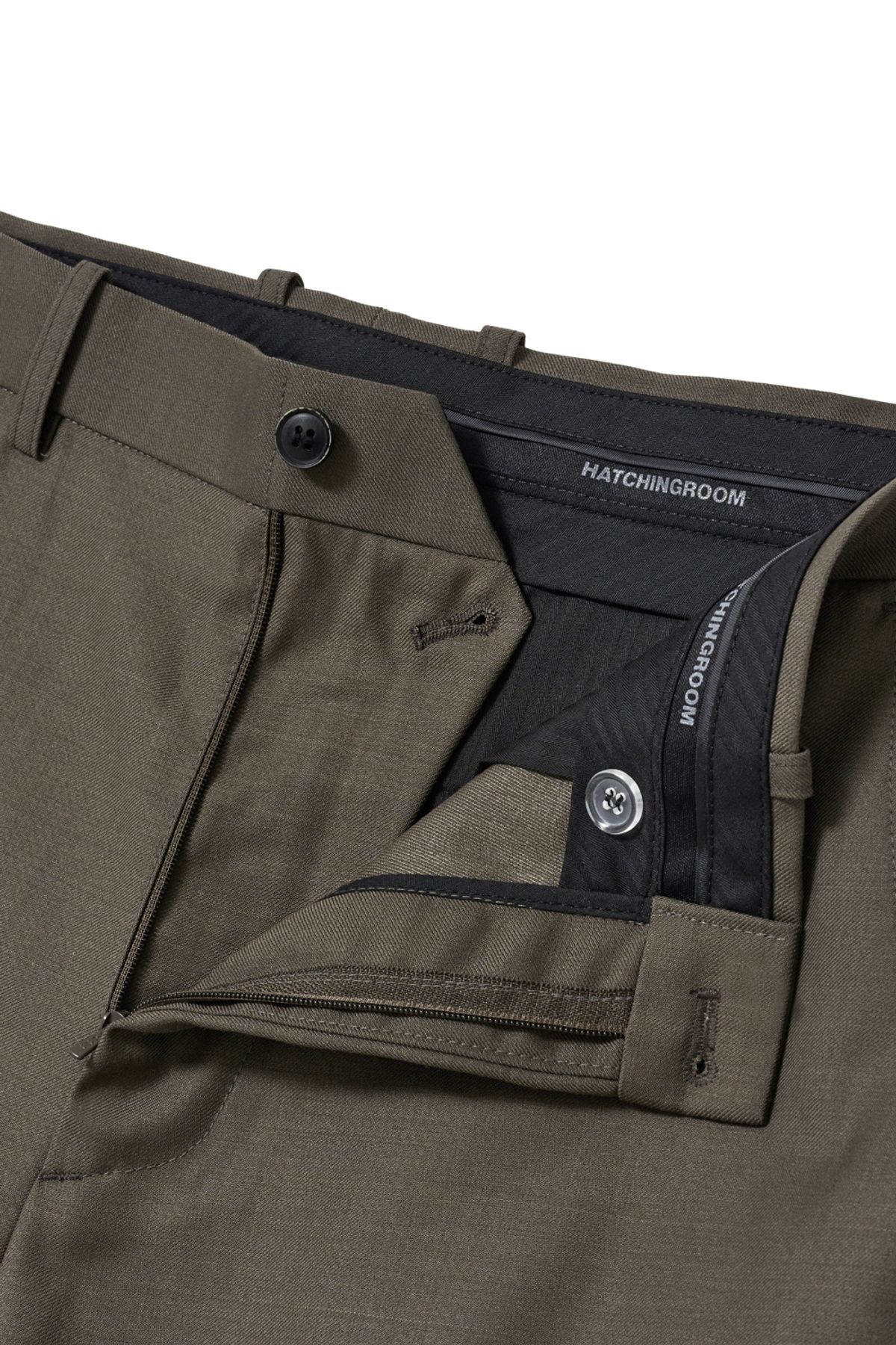 해칭룸(HATCHINGROOM) Wide Curve Trousers Wool Mud Brown