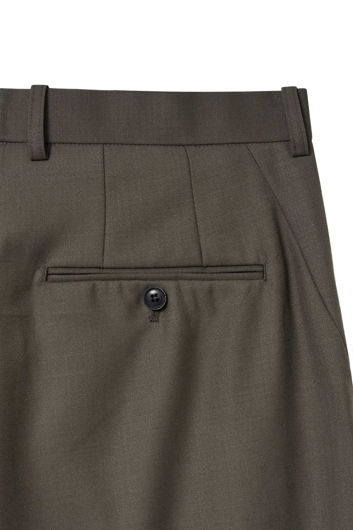 해칭룸(HATCHINGROOM) Wide Curve Trousers Wool Mud Brown