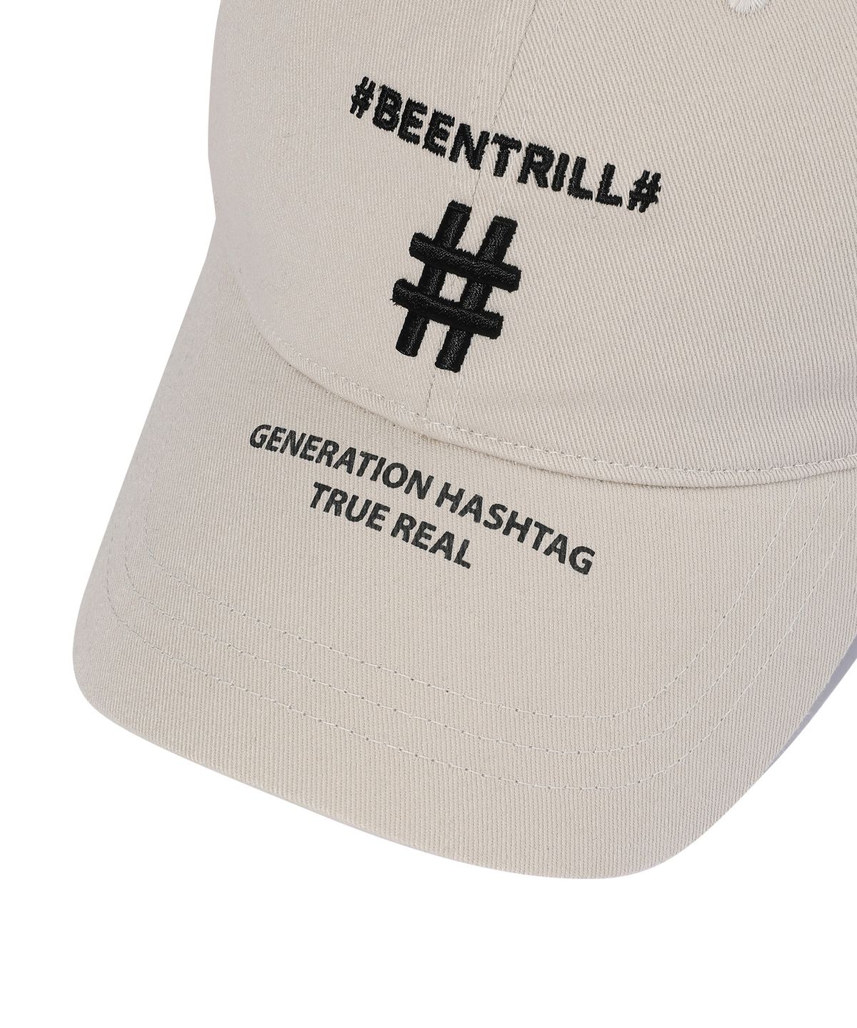 빈트릴(BEENTRILL) SHAKE SHAKE 해시태그 볼캡(샌드)